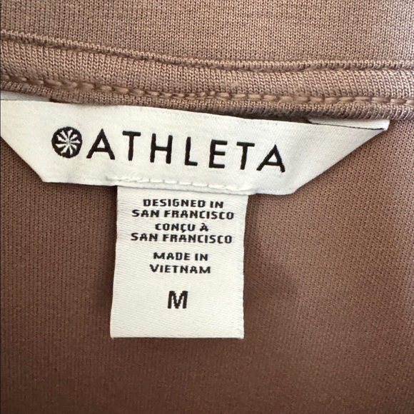 Athleta Seasoft Rib 1/4 Zip Popover Sweatshirt Top Pyrite Sz Medium - Picture 9 of 14